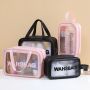 Personalized Custom Logo Clear Makeup Bag Female PVC Transparent PU Makeup Brush Beauty Skin Care Pouch Cosmetic Toiletry bag